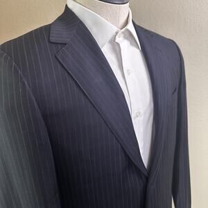 Abito Sartoriale Blazer Sport Coat Men US 38 R Navy Super 150 Subtle pinstripe
